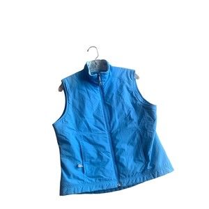 Vtg LL Bean Blue Fleece Lined Nylon Vest Womens Medium Zip Up Outdoor Mountain